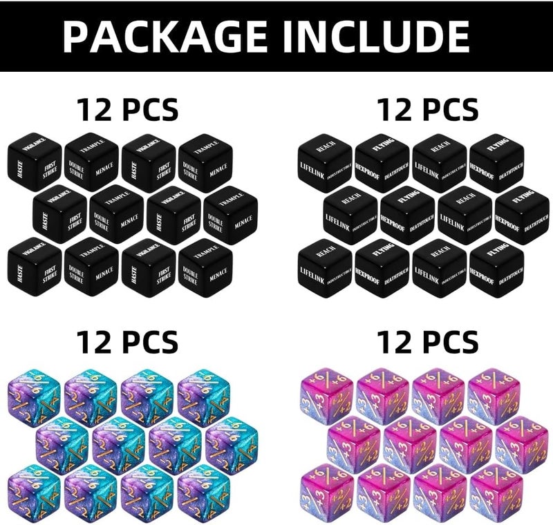 PUGED 48 PCS MTG Counter Token Dice Abilities Keyword Counters Bulk Creature Stats Buff Magic The Gathering Tokens Dice Set with Bag TCG Card Games Accessories (MTG) - Image 2